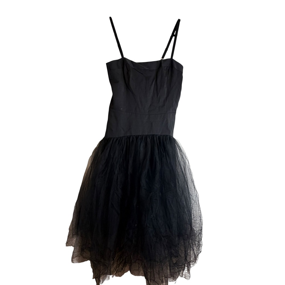 J.Crew Womens Black Tulle Mesh Cocktail Dress Adjustable Straps Size 6